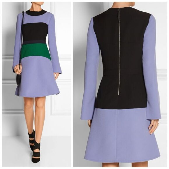 Marni Colorblock Cady Bell Crepe Dress Long Sleeve Sz 40 US 4 - Picture 1 of 16